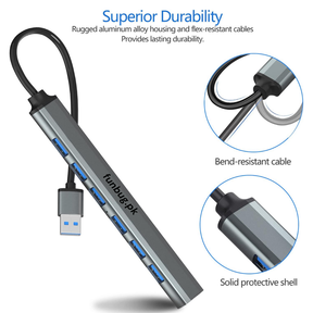 7-Port Aluminum USB 3.0 Hub for PCs & Laptops