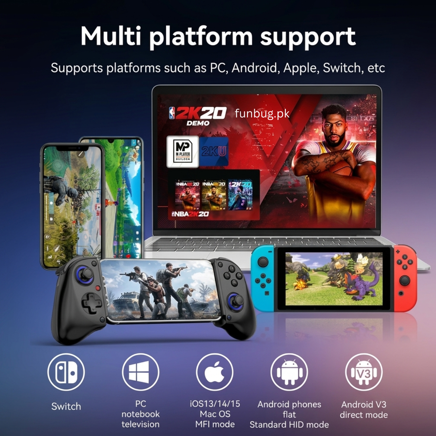 BSP D11 Bluetooth Gaming Controller for Mobile, Tablet, PC & Switch – FunBug gaming controller in Pakistan