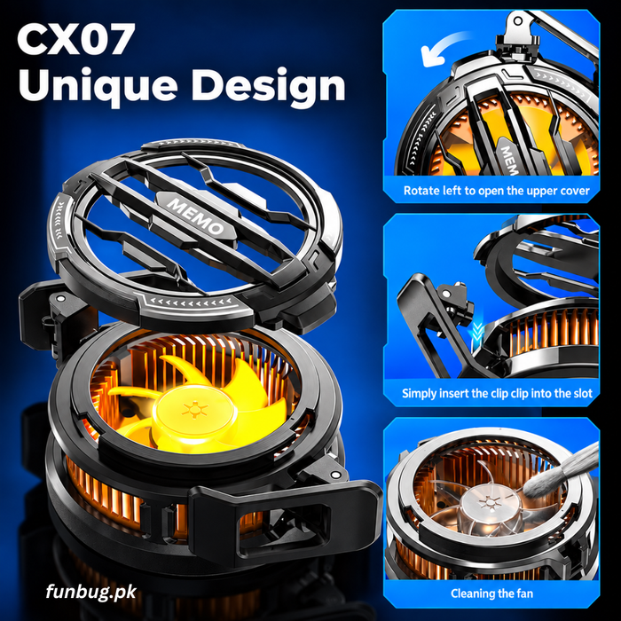 MEMO CX07 removable top cover, clip slot and fan cleaning – FunBug in Pakistan