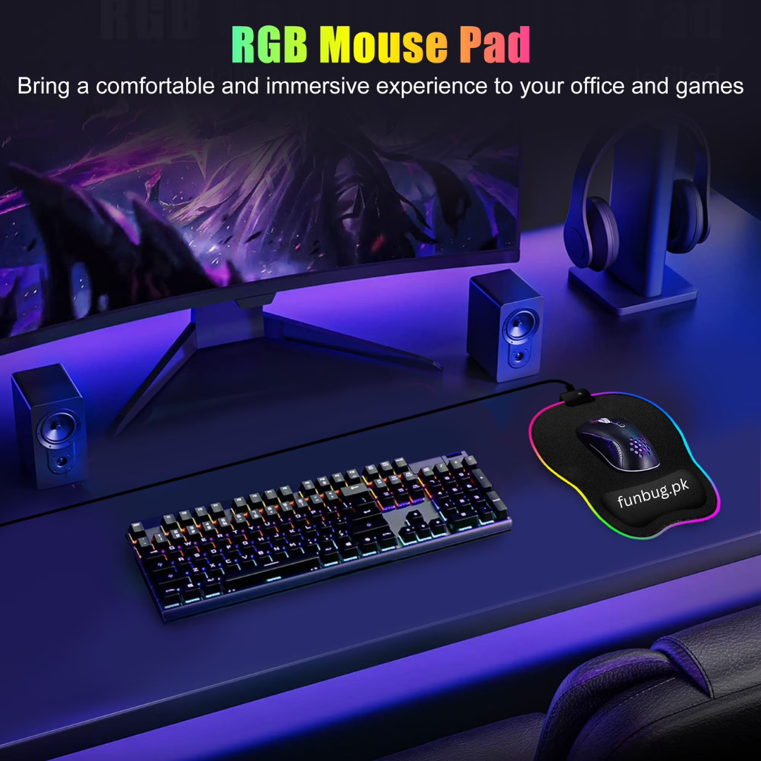 Rgb Gaming Mousepad - Memory Foam Wrist Rest