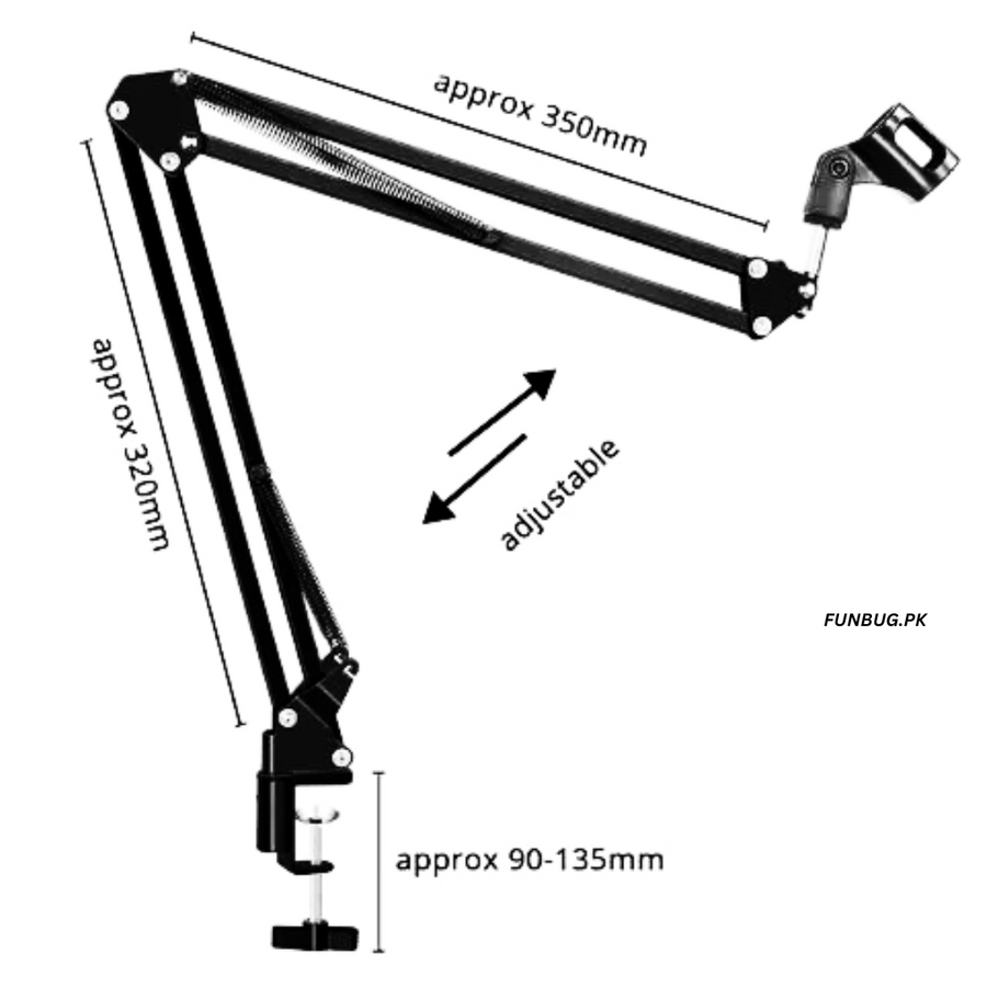 Metal Arm Stand for Microphone - Black – FunBug microphone stand in Pakistan