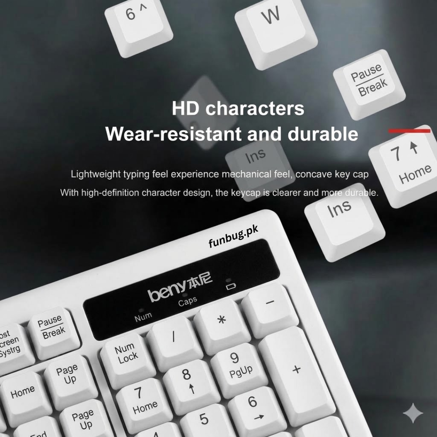 Beny BM900 HD concave keycaps with Num and Caps indicator lights – FunBug keyboard in Pakistan