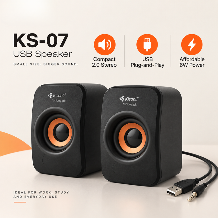 Kisonli KS-07 Mini USB Computer Speakers for PC & Laptop – 6W
