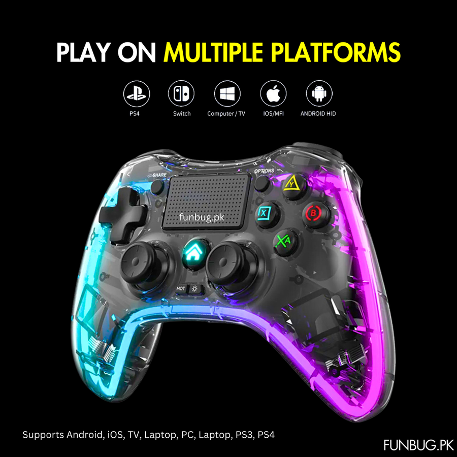 Transparent P05 Gaming Controller - Rgb Lighting – FunBug gaming controller in Pakistan