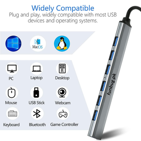 7-Port Aluminum USB 3.0 Hub for PCs & Laptops