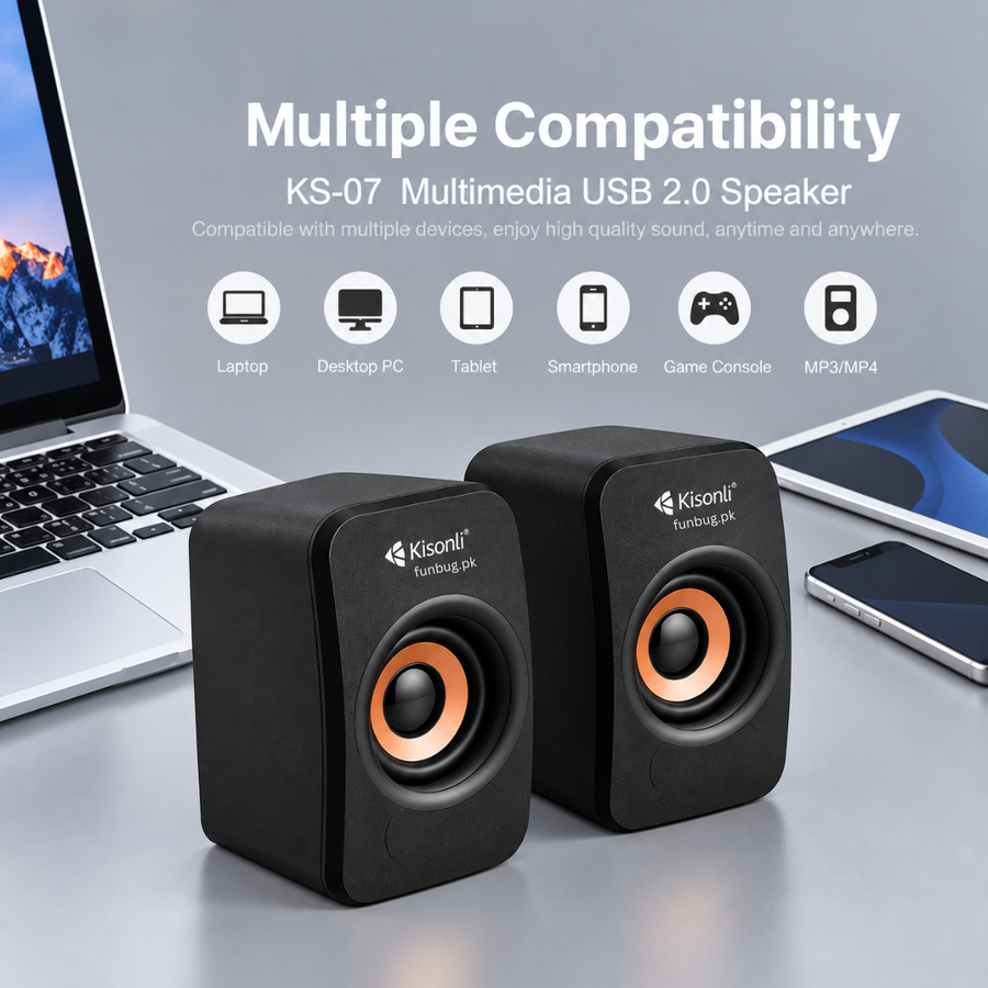 Kisonli KS-07 Mini USB Computer Speakers for PC & Laptop – 6W