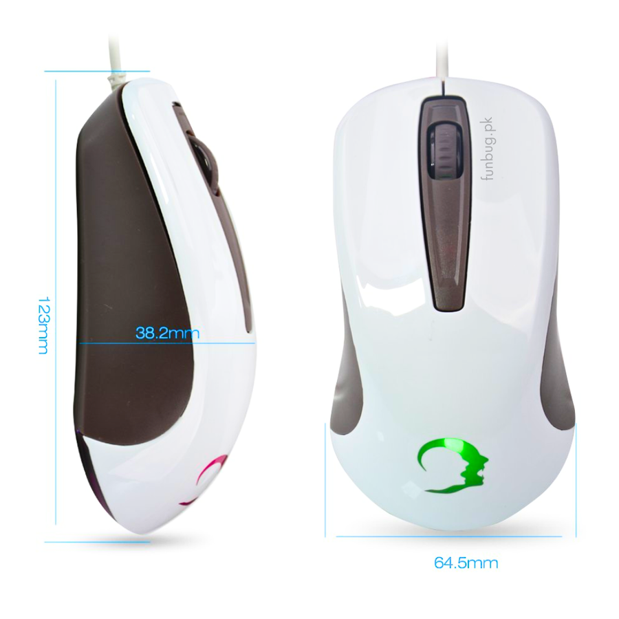 GK Optical Wired Gaming Mouse - White – FunBug gaming mouse in Pakistan