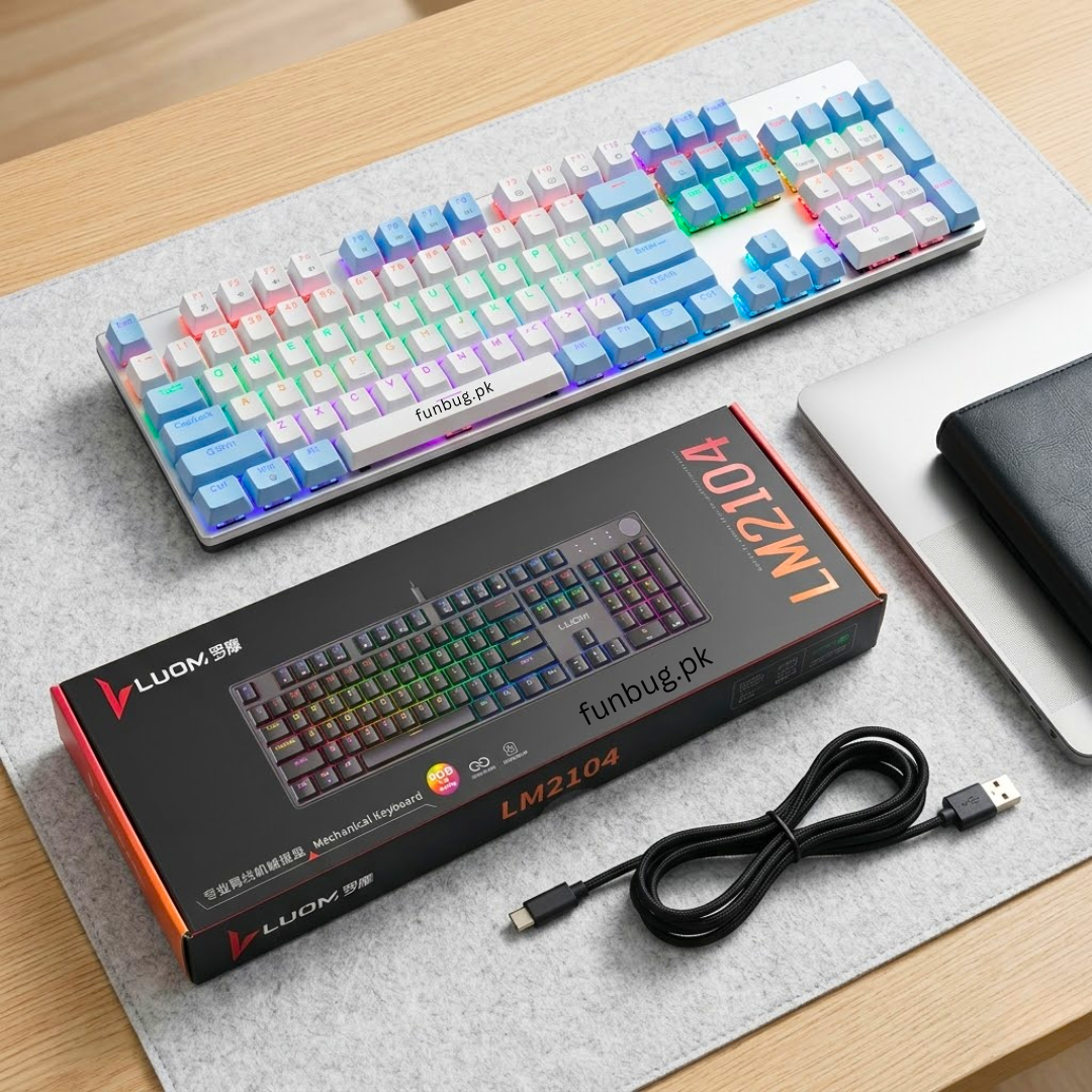 LM2104 Blue Switch Mechanical Gaming Keyboard – 104 Keys