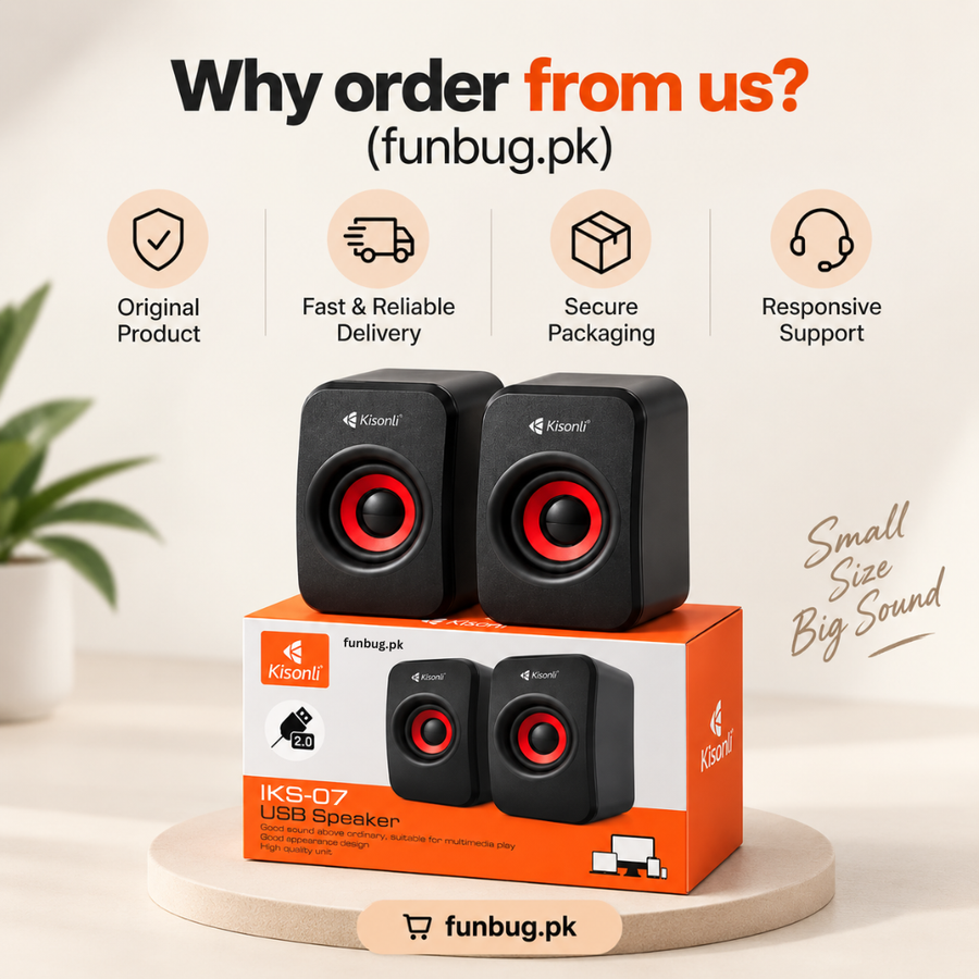 Kisonli KS-07 Mini USB Computer Speakers for PC & Laptop – 6W