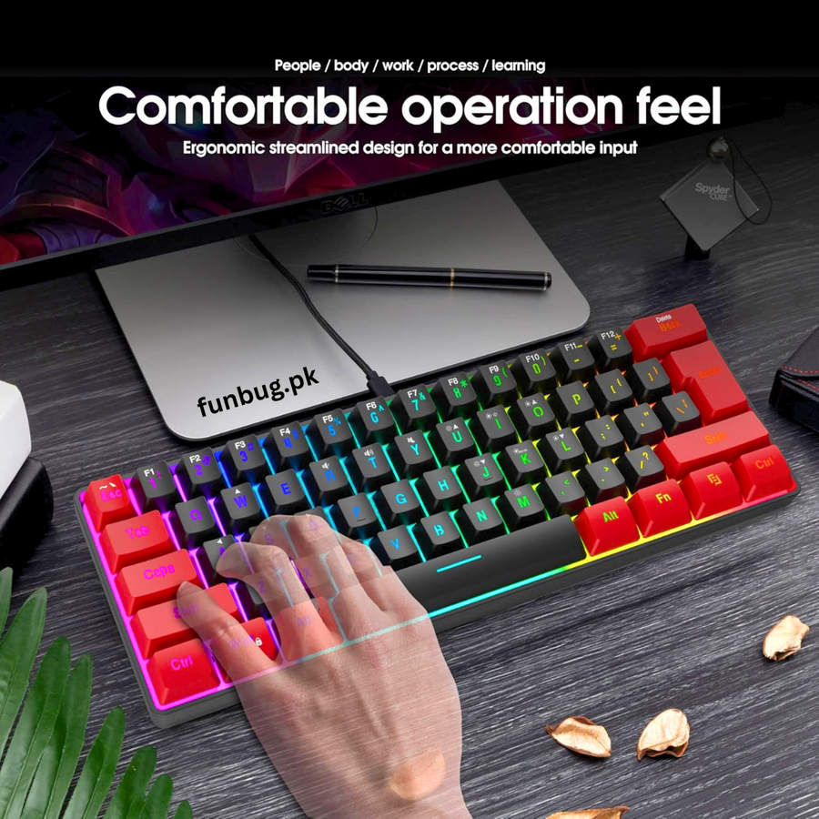Jedel KL69 compact keyboard on a gaming desk – FunBug keyboard in Pakistan