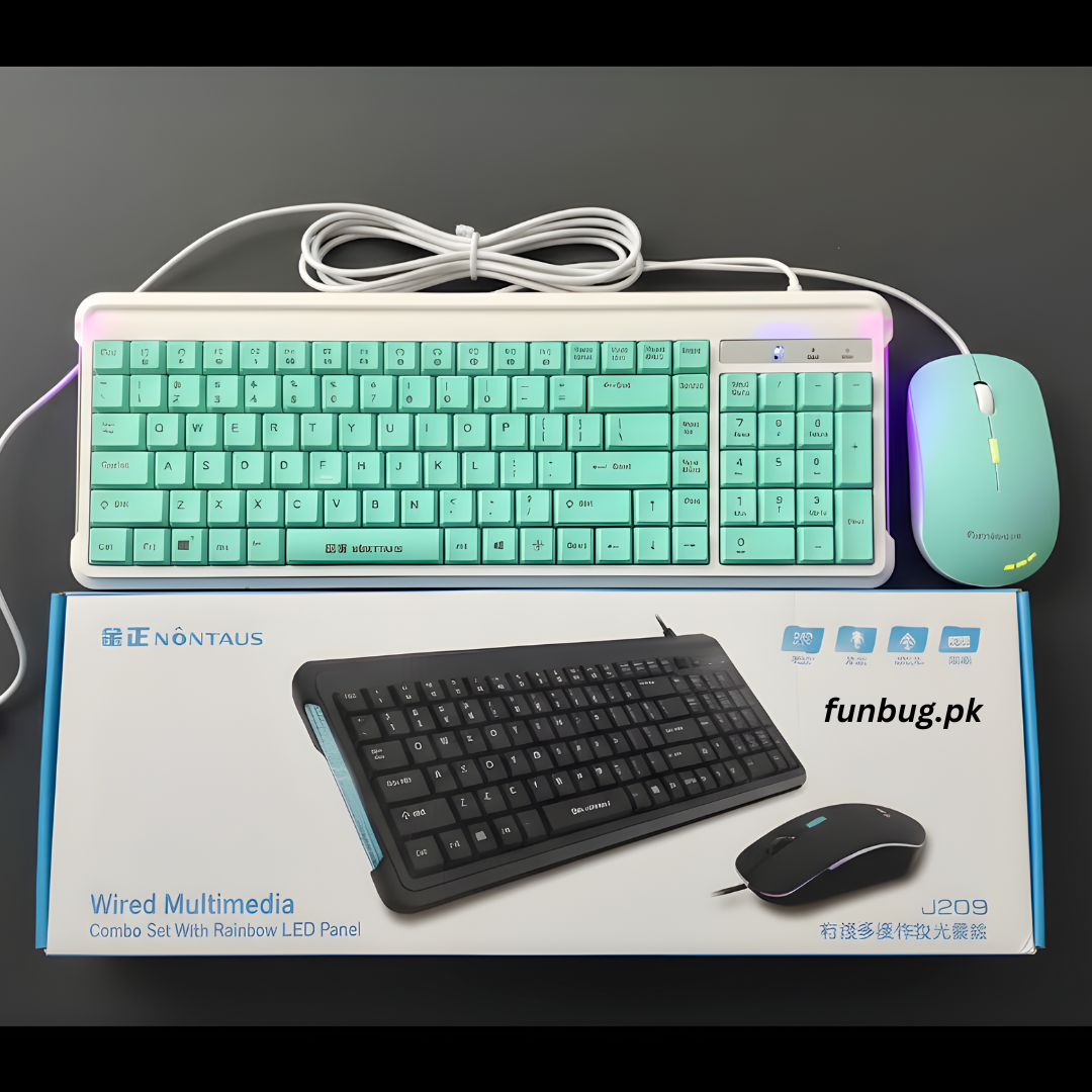 J209 Gaming Keyboard & Mouse - Mint Green