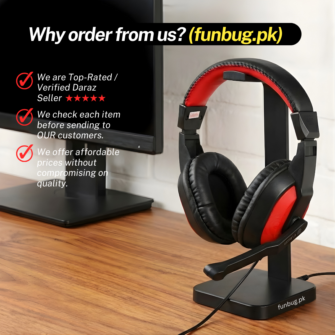 H130 Wired Headphones - 3.5mm Single Pin - Red&Black