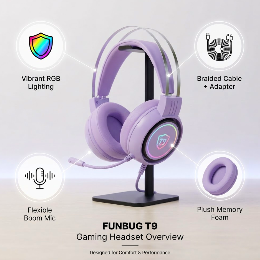 XOX T9 Lavender Rgb Gaming Headphones
