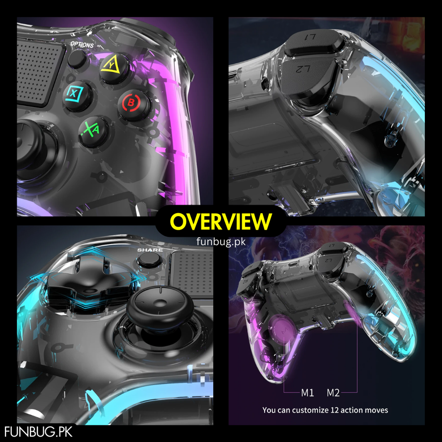 Transparent P05 Gaming Controller - Rgb Lighting – FunBug gaming controller in Pakistan