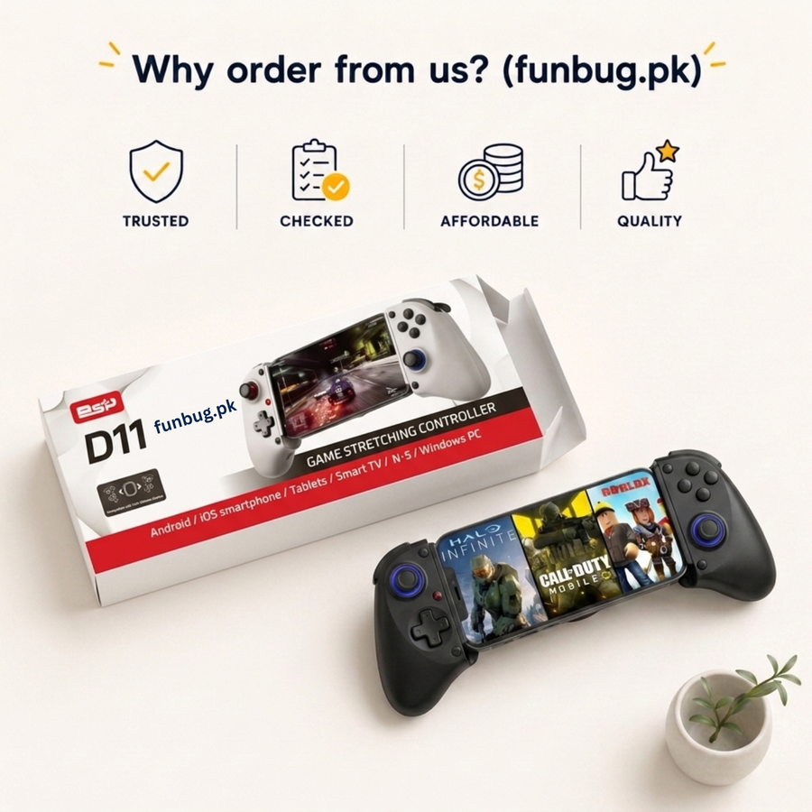 BSP D11 Bluetooth Gaming Controller for Mobile, Tablet, PC & Switch – FunBug gaming controller in Pakistan
