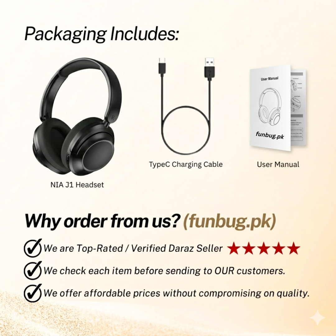 Nia J1 Wireless Bluetooth Headphones - ANC