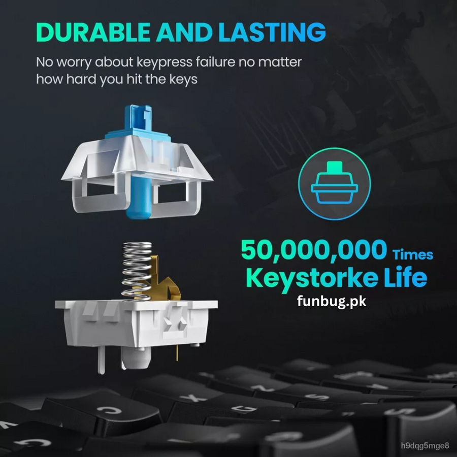 Jedel KL69 blue mechanical switch rated for 50 million keystrokes – FunBug keyboard in Pakistan