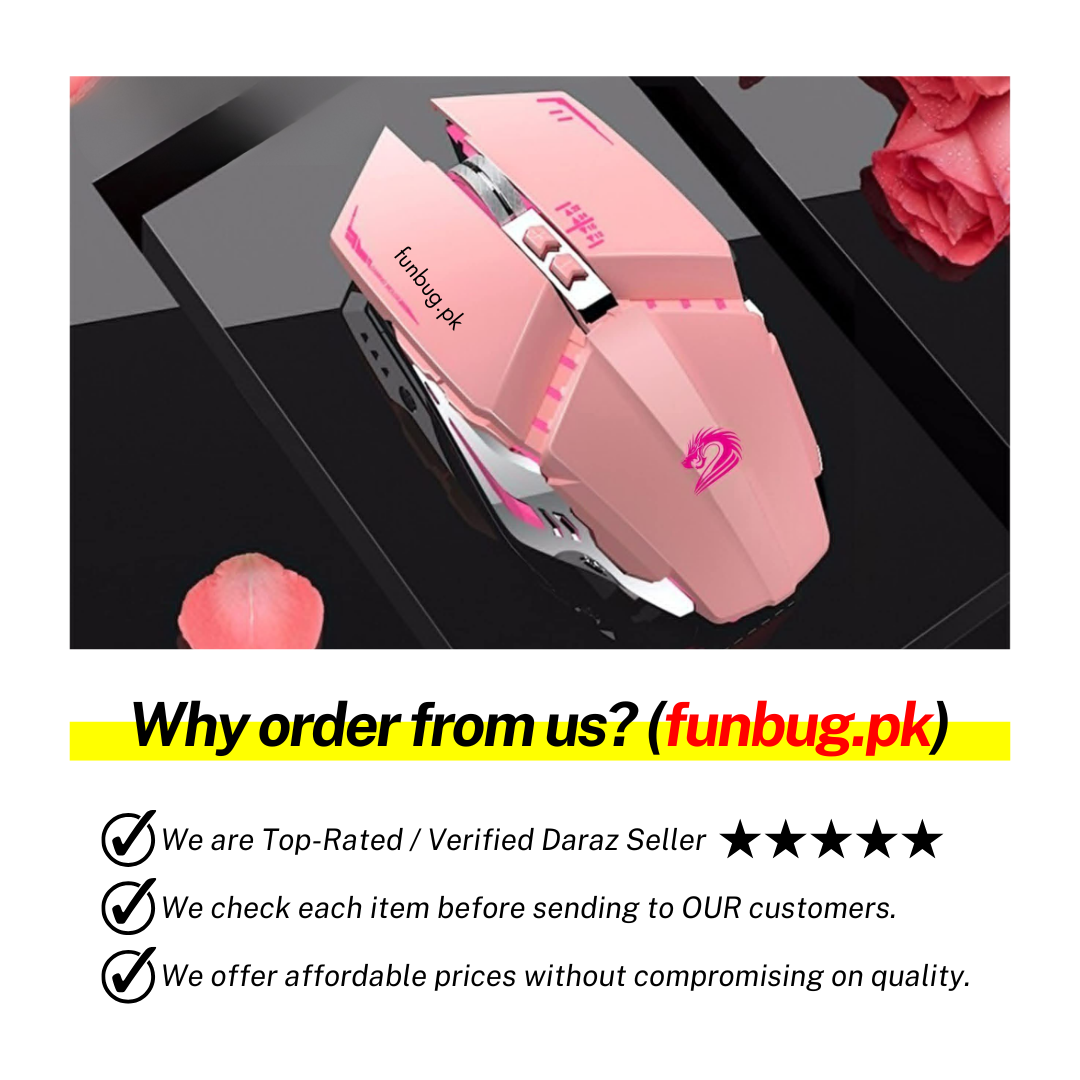 Pink Wired Gaming Mouse with 8 Buttons, Rgb