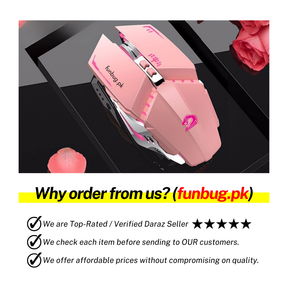 Pink Wired Gaming Mouse with 8 Buttons, Rgb
