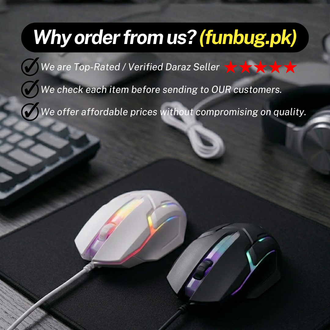 Wired Rgb Mouse - Black & White - 7 Light