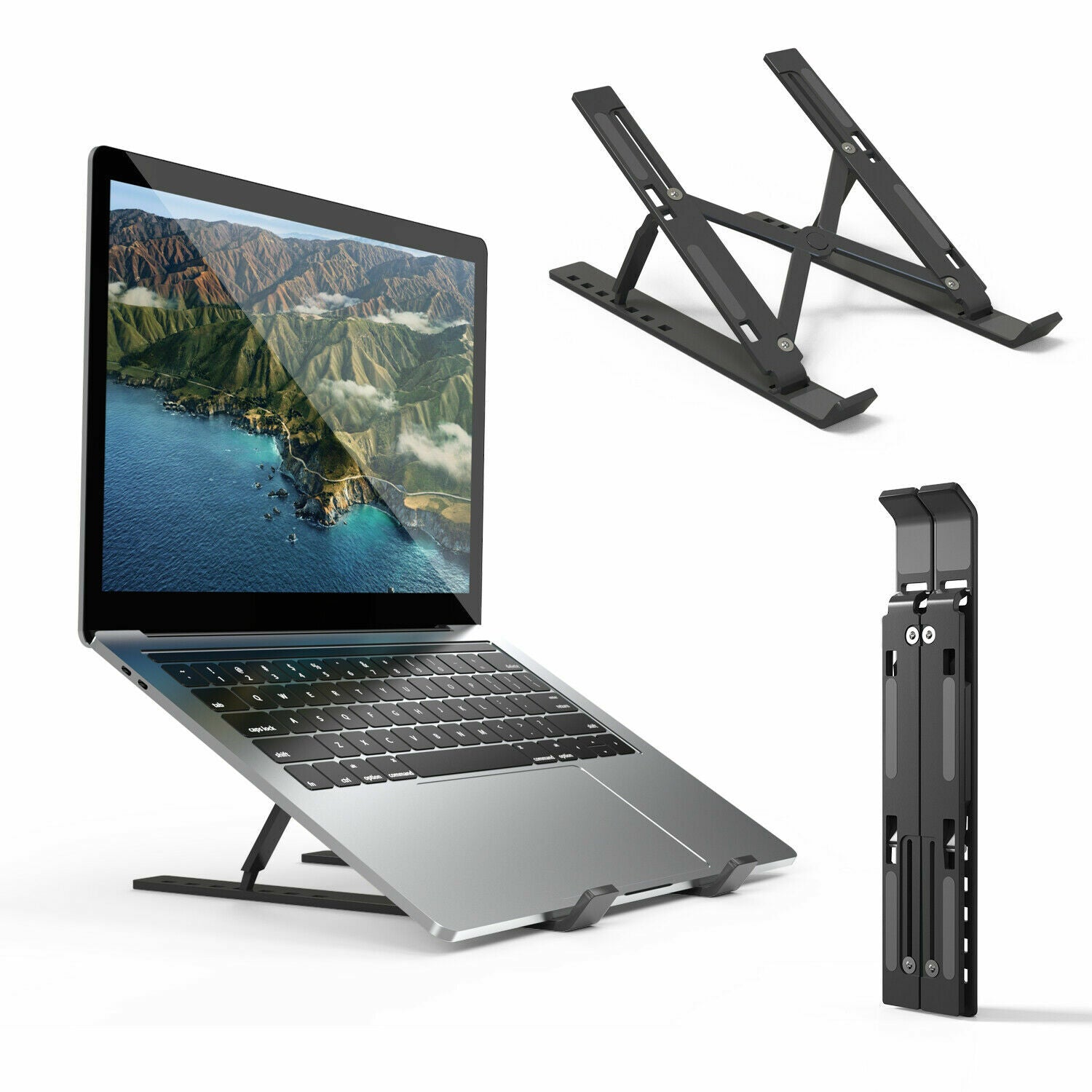 Aluminium Multi-Purpose Laptop Stand - Black & Silver