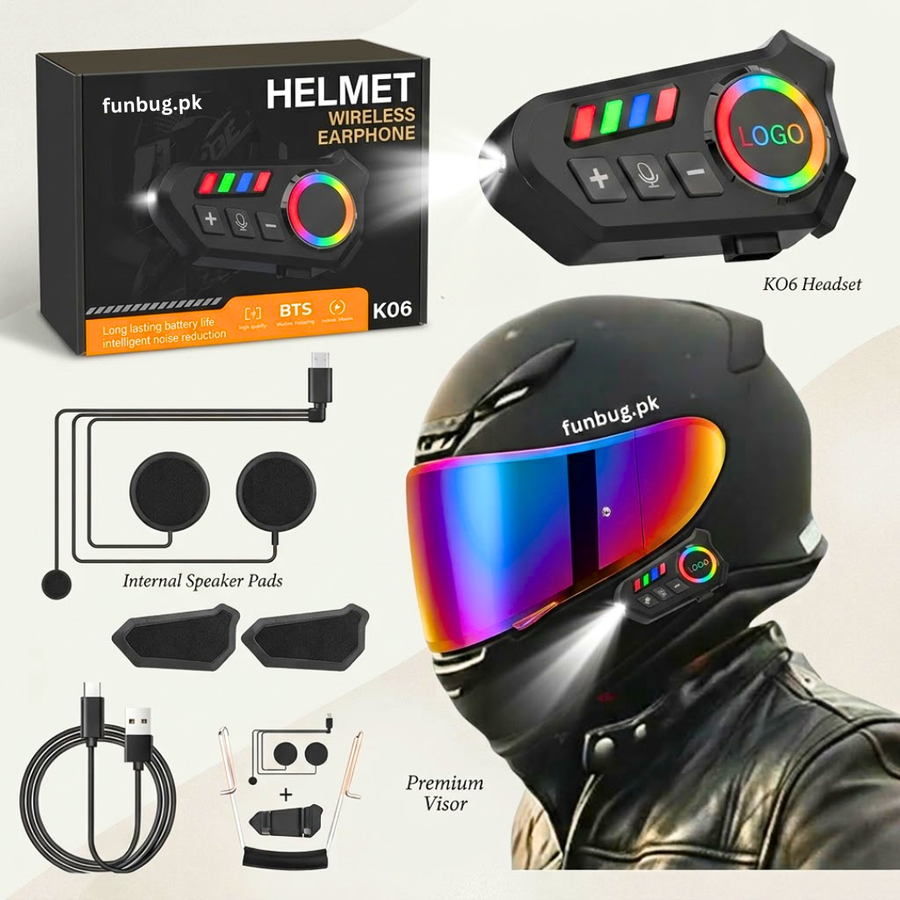K06 Bluetooth Helmet Headset | Wireless Intercom
