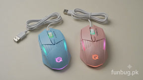 FunBug GX6 RGB Gaming Mouse – Sky Blue & Rose Gold