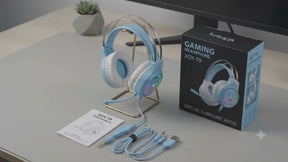 XOX T9 Skyblue Gaming Rgb Headphones